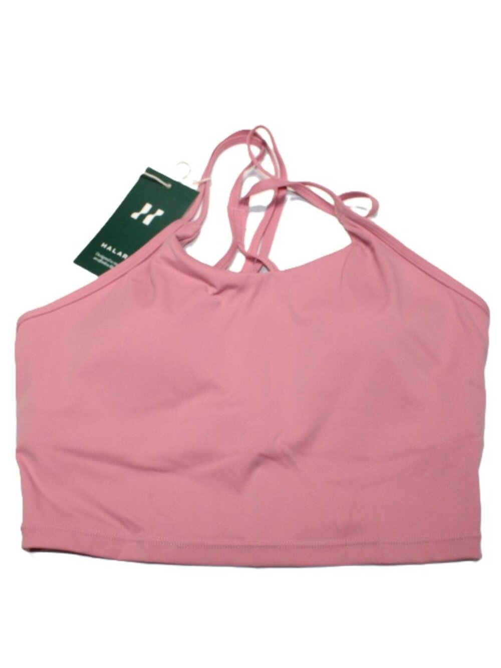 Halara NWT Blush Pink T-Back Double Strap Padded Sports Bra Crop Top Extra Small